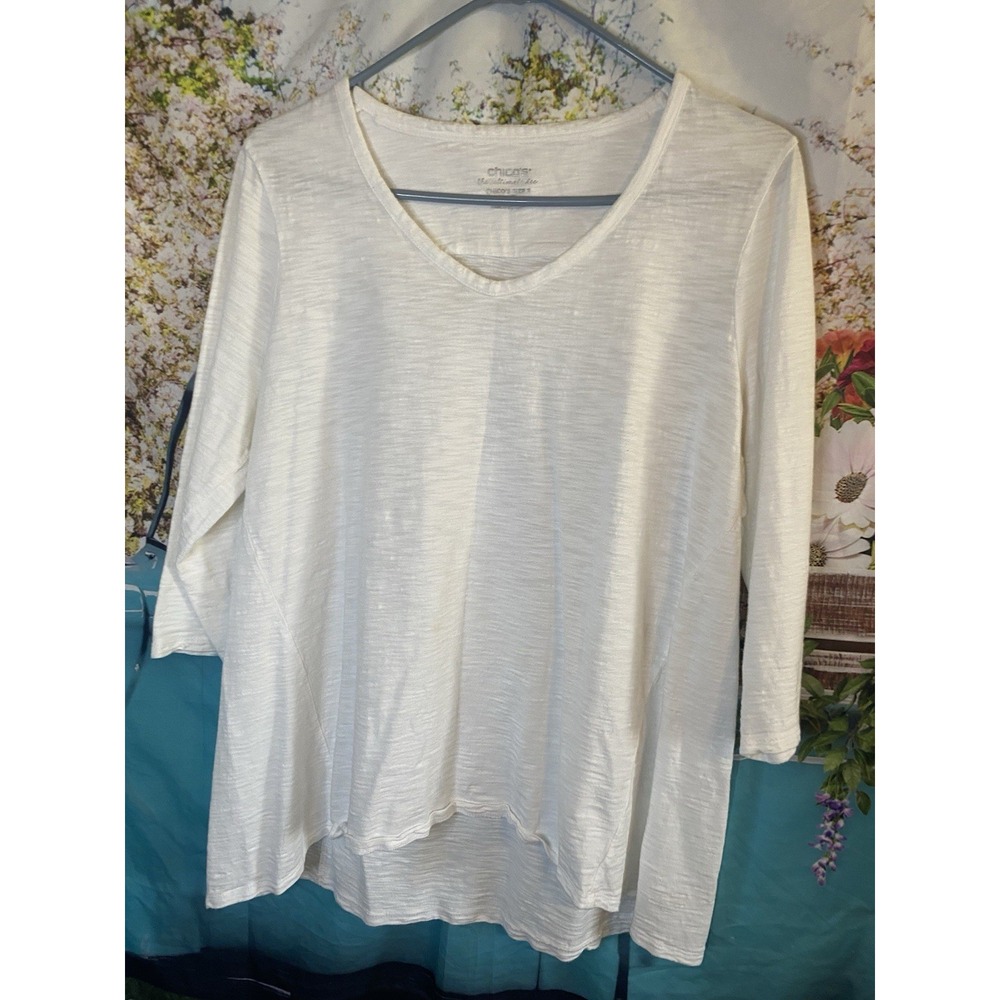 Chico's White Lavar Slightly Textured Top Size 1XL